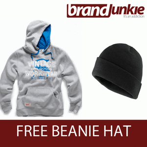 FREE BEANIE HAT SCRUFFS GREY VINTAGE GOODS HOODIE TOP JUMPER SOFT COMFORTABLE