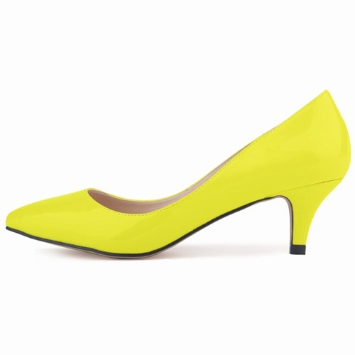 Women Low Mid Kitten Heel Pumps Pointed Toe Work Court Shoes Work Office Size US