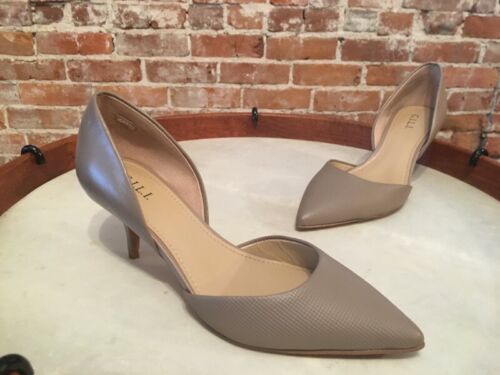 Details about   G.I.L.I Estelle Taupe Leather Textured Mid-heel Pumps New Gili 