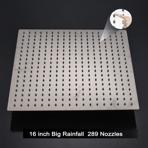 Stainless Steel 16 Inch LED Square Rain Shower Head Top Sprayer Brushed Nickel