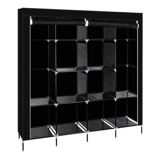 67 Portable Clothes Closet Wardrobe Storage Organizer Extra Strong Durable Black