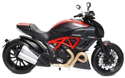 Modelo de motocicleta 1:12 ducati diavel carbono rojo negro de maisto