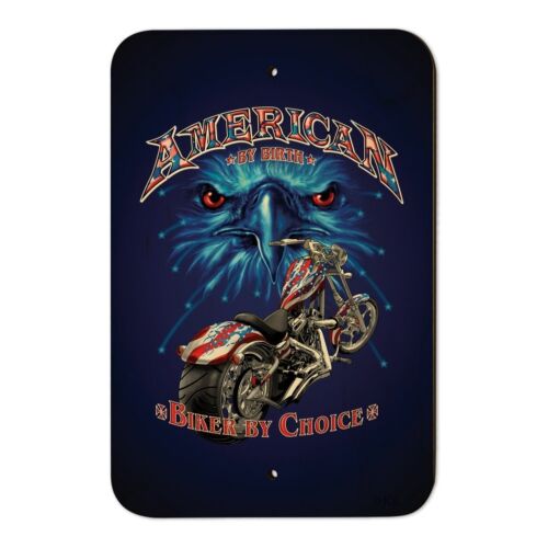 American by Birth Motorcycle USA Flag Home Business Office Sign