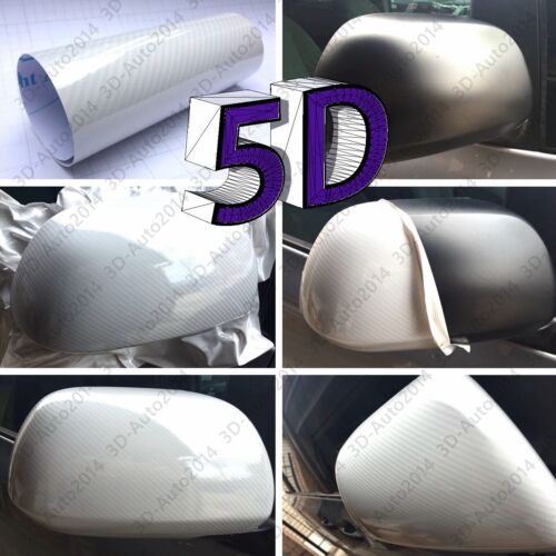 5ft X6ft White 5D HIGH GLOS Carbon Fiber Vinyl Air Release Pockets Bubble Free