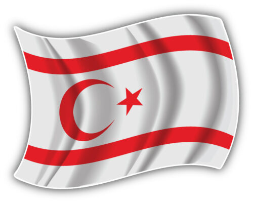 Northern Cyprus Waving Flag Car Bumper Sticker Decal 5'' x 4'' 