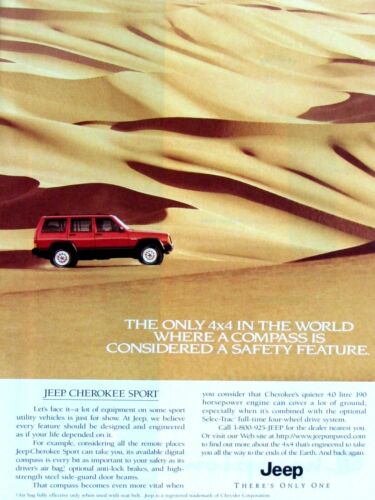 Details about  / 1996 Jeep Cherokee Sport Compass Is A Safety Feature Original Print Ad 8.5 x 11/"