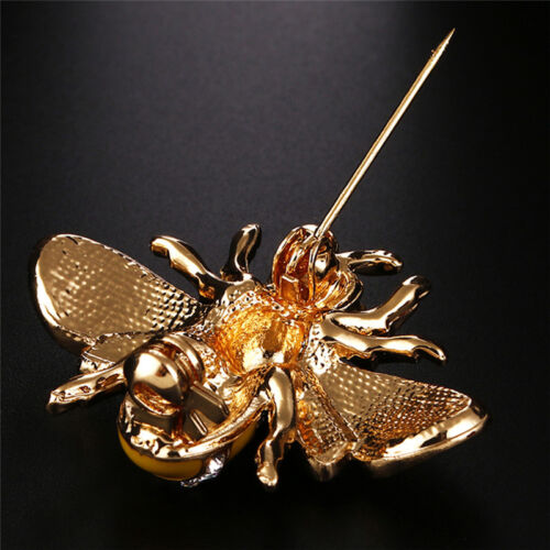 Women Delicate Enamel Little Bee Crystal Rhinestone Collar Pin Brooch Jewelr BXJ 