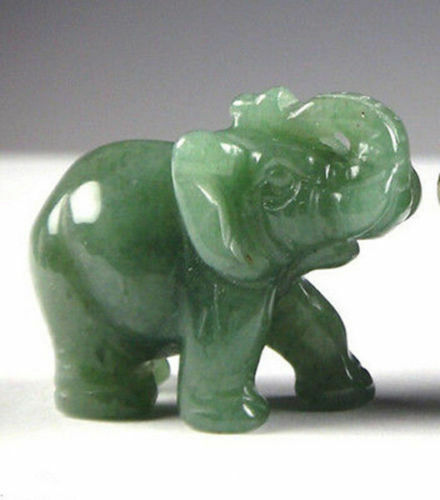 Chinese Green jade Carved Elephant Small statue Figurines