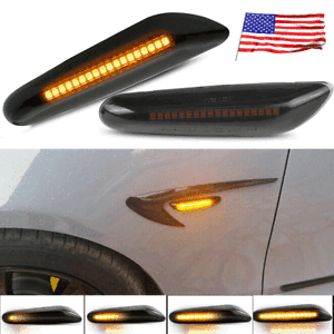 2x Smoked LED Fender Side Marker Light Sequential Turn Signal Lamp for BMW 328i