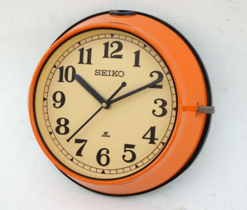 Vintage 1980/'s  Orange Slave Maritime Clock Nautical Ship Seiko Quartz Japan