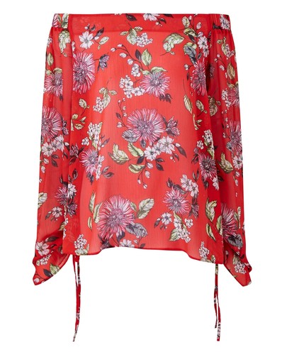 Womens Ruched Sleeve Bardot Top Simply Be