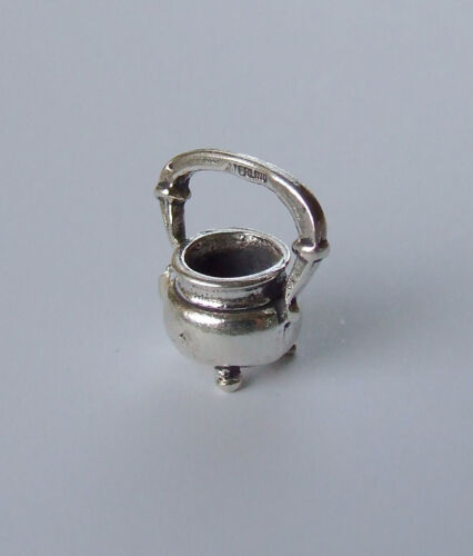 WITCHES CAULDRON KETTLE 3D WICCA PAGAN CHARM 925 STERLING SILVER