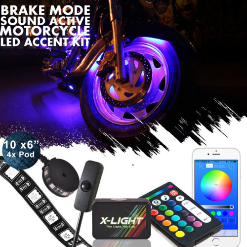 Premium 18 Color Motorcycle UnderGlow Neon Light Kit 14pc with Sound Active Mode