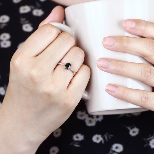 10K Rose Gold Diamond Ring with 1.08 Ct Oval Blue Sapphire
