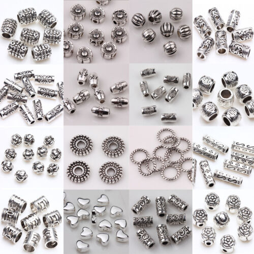 50/100pcs Silver Plated Loose Spacer Beads Charms Jewelry Making Findings DIY 