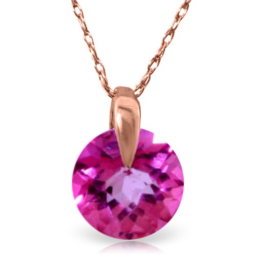 Femme élégant 1.0 CTW 14K Solide Or Rose SunDisk Pink Topaz Collier Pendentif