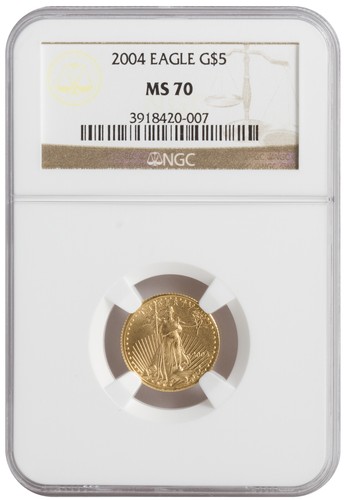 2004 $5 1//10oz Gold American Eagle MS70 NGC Brown