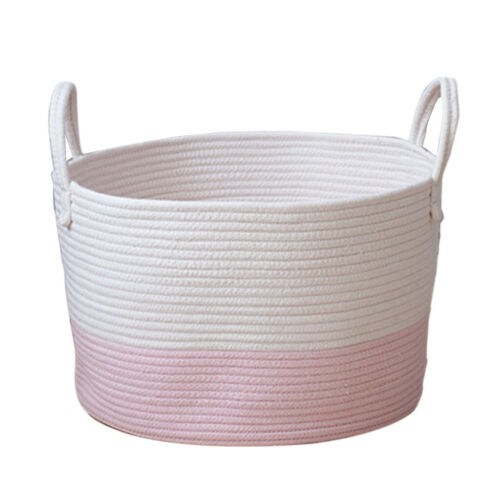 Cotton Rope Storage Basket Baby Laundry Basket Woven Baskets with Handle 