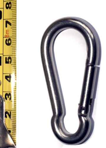 Stainless Steel Carabiner Clip Snap Hook Spring Loaded Carabina Carbine 50-80mm