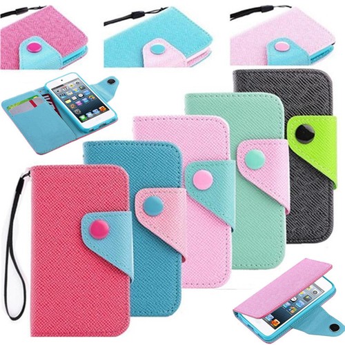 For Apple iPod Touch 6th //5th Gen Flip Leather Wallet Card Pouch Case Cover Skin