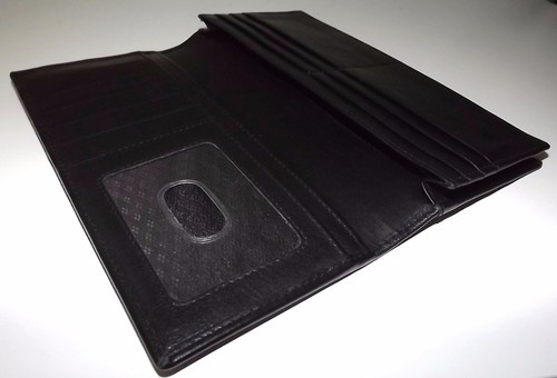 NEW ITALIA LEATHER MEN/'S RFID BLOCKING BREAST POCKET SECRETARY ID WALLET BLACK