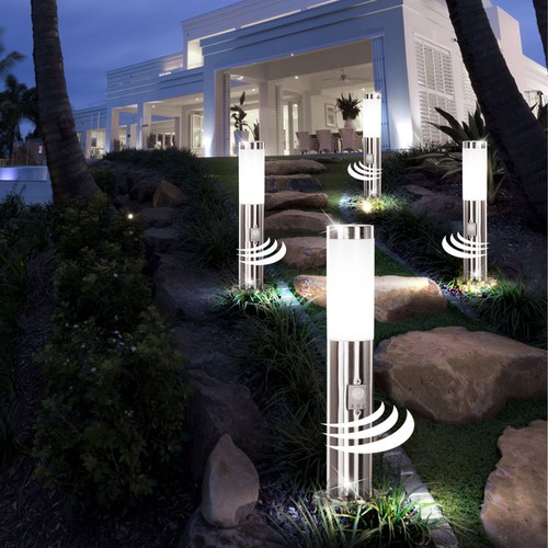 4er Set Jardin Chemin lampes acier inoxydable extérieur reste Lampes Garage Capteur De Mouvement