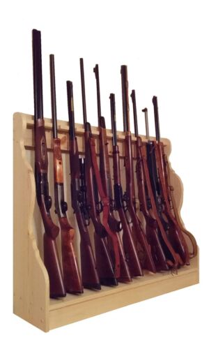 Pine Wooden Vertical Gun Rack 10 Place Rifle Shotgun Storage Floor Stand Display
