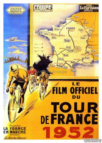 Poster Reproduction. vintage movie Wall art Tour de France 1952