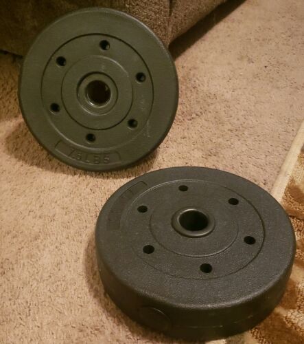 2 × 7.5 lb Pound Dumbbell Weight Plates Set Round Plate 1" Standard 15 Lbs Total 