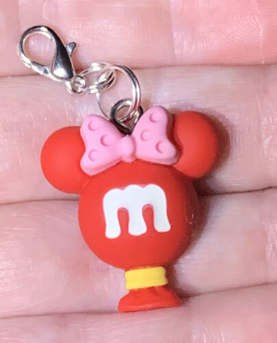 Red Minnie Mouse Balloon Charm Zipper Pull /& Keychain Add On Clip!!!