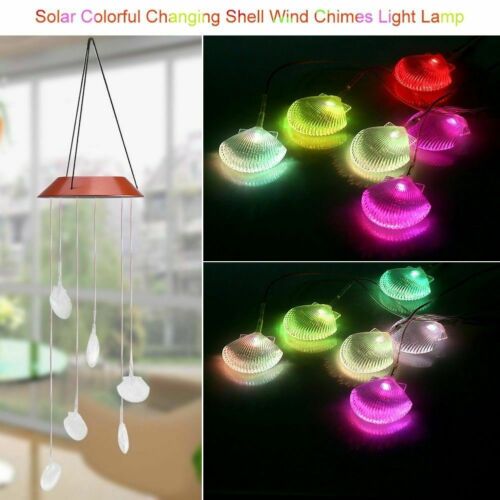 Solar Color Changing Powered Wind Chime LED Light Garden Hanging Spinner Lamp 