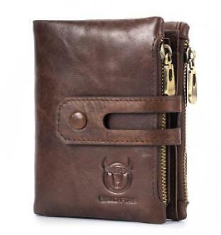 Men/'s Wallet Genuine Leather 14 Card Slots Card Holder RFID Blocking Zip Pocket