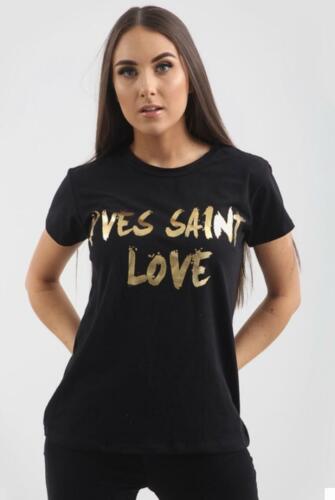 Nouveau Femme à manches courtes /"Yves Saint Love/" Slogan T-shirt imprimé Tops
