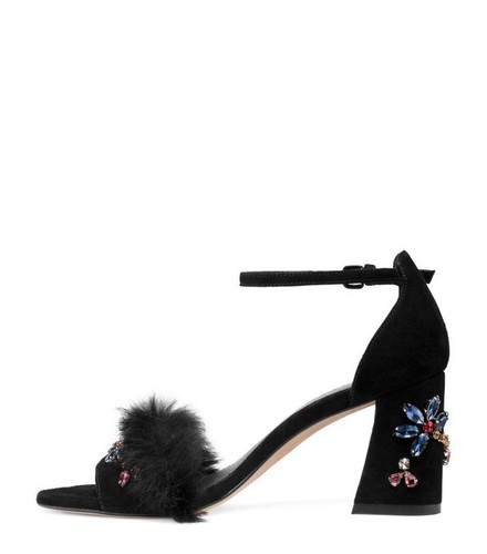 Details about / NIB Stuart Weitzman Jewel Designer Sandals Black Suede 7.5 8 $498