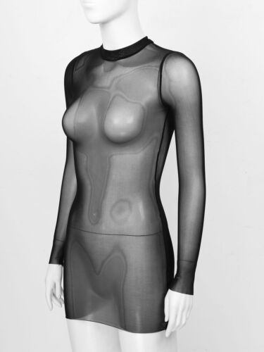 Sexy-women Mesh Sheer Dress Bikini Cover Up Bodycon Babydoll Lingerie Clubwear
