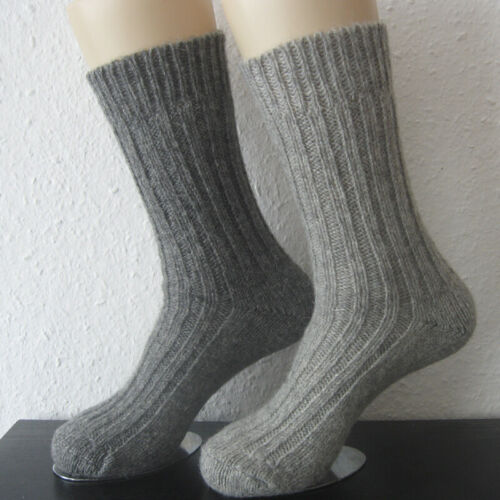 2 Paar Alpaka Socken dicke Wollsocken 100% Wolle hell und dunkelgrau 39 bis 46 