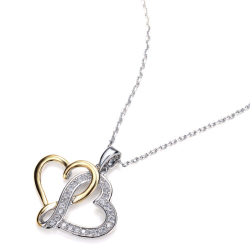 Love Heart 18ct Yellow Gold Zirconia Necklace//Pendant Wedding-Gift-Jewellery