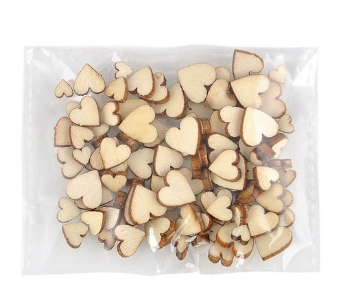 100x Wooden Love Heart Shape Small Wood Piece Wedding Table Scatter Decor Mix US