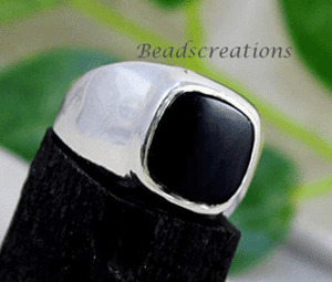 925 Sterling Silver Natural Black Onyx Gemstone Men/'s Ring For Christmas Gift