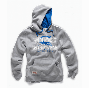 SCRUFFS VINTAGE HOODIE GREY BLUE M-XXL WARM HOODY WORK WEAR HOODED SWEATER TOP