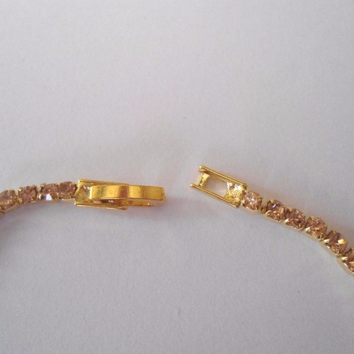 BRACCIALE TENNIS UOMO DONNA Colore ORO CON ZIRCONI AMBRA//ROSA 19 CM 263 M