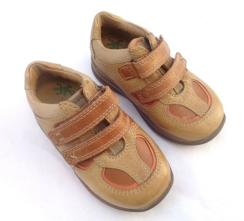 STARTRITE INFANT TODDLER BOY /"BADGE/" BROWN LEATHER SHOES UK4.5F