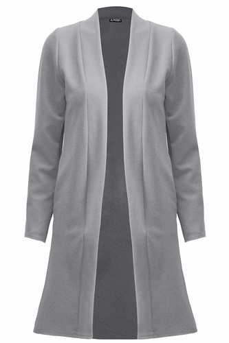 Womens Collar Longline Blazer Ladies Open Front Duster Long Sleeve Cardigan Top