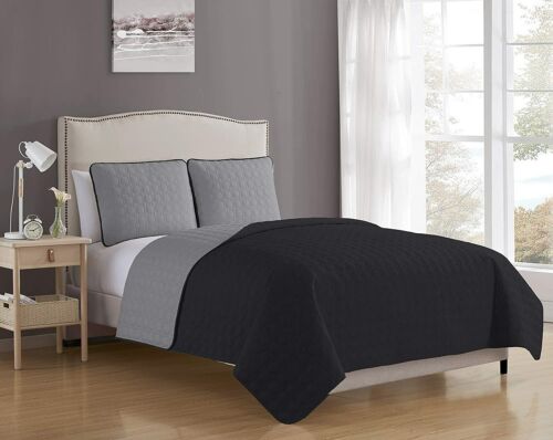 Details about  / Gray Grey Black Embossed 3 pc Quilt Set Coverlet Twin Full Queen King Bedding