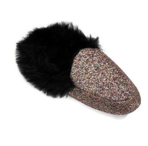Details about  / Victorias Secret Multi Glitter Sparkle Faux Fur Lined Slides Slippers