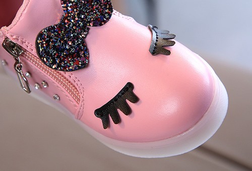 Infant Baby Girls Sport Shoes Crystal Bowknot LED Luminous Boots Sneakers Beauty