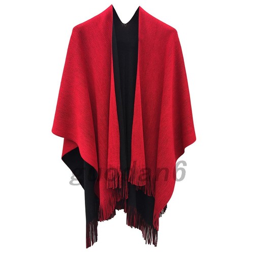 Stylish Women Lady Wrap Shawl Cape Soft Poncho Winter Warm Scarf Knit Tassel New