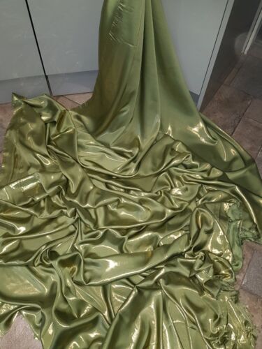 1M olive  green silky sateen shimmer soft dress decorating fabric 58" WIDE 
