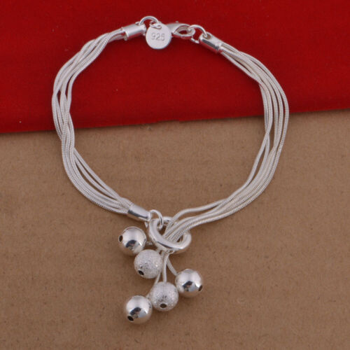 Sterling Silver Bangle Bracelet Bead Style For Women Costume Jewellery+925Bag