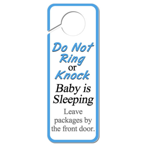 Do Not Ring Knock Baby Sleeping Leave Packages by Door Plastic Door Hanger Sign